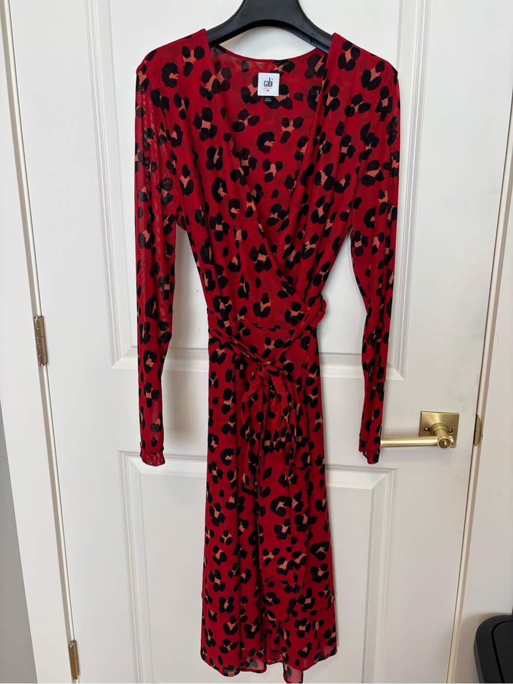CAbi Red & Black Leopard Wrap Dress